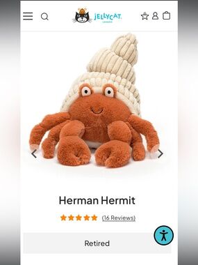 Herman Hermit retired jellycat